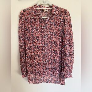 Anthropologie Pins & Needles Sheer Button Up Top Size XS multicolor